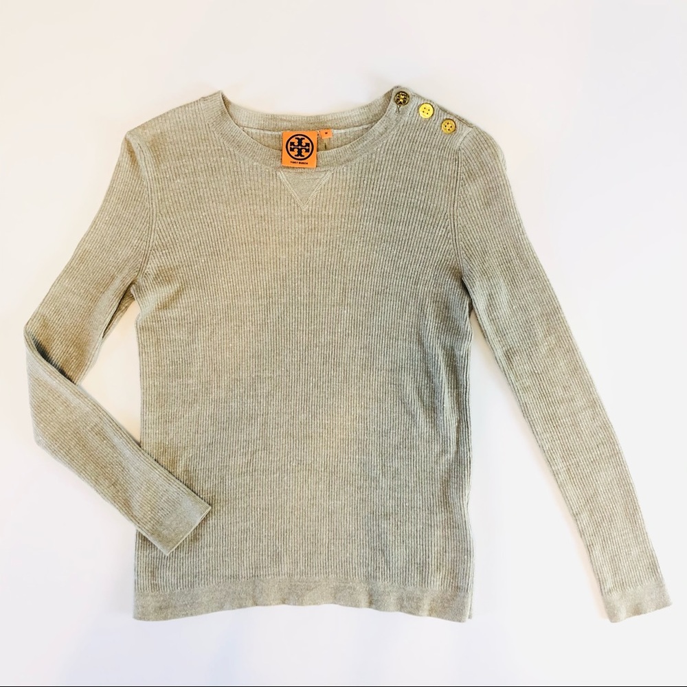 TORY BURCH NWOT Ribbed Tan Sweater M